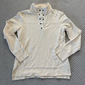 L.L. Bean Women’s XS Cream Snap Placket Pullover Quilted Pocket Top